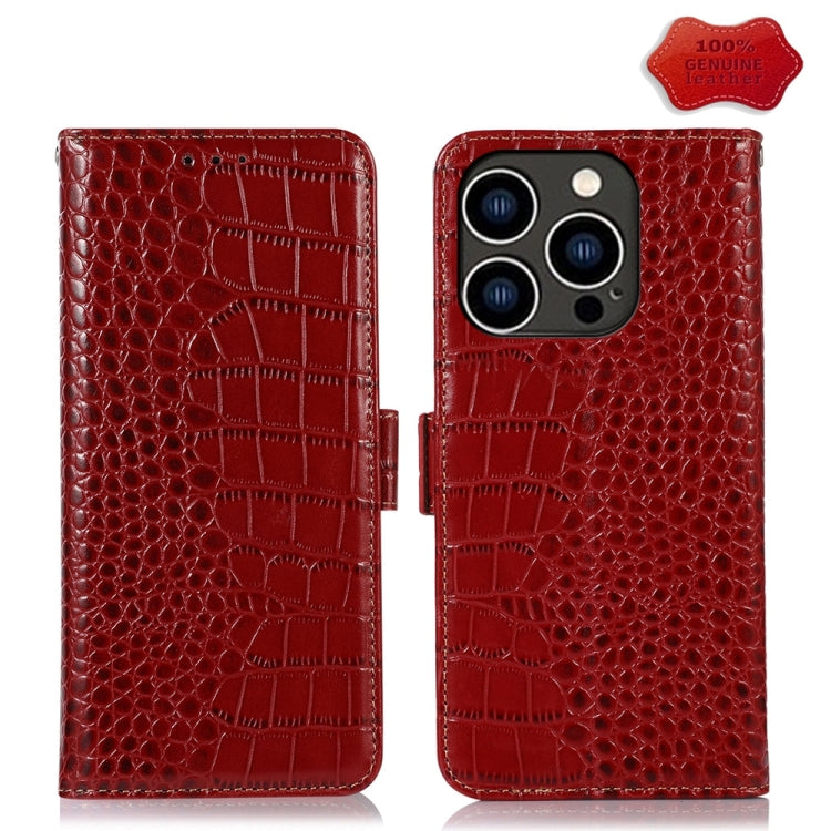 Crocodile Top Layer Cowhide Leather Phone Case, For iPhone 16 Pro, For iPhone 16 Plus, For iPhone 16, For iPhone 15 Pro Max, For iPhone 15 Pro, For iPhone 15 Plus
