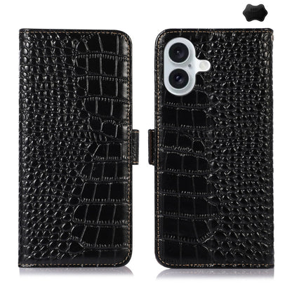 Crocodile Top Layer Cowhide Leather Phone Case, For iPhone 16 Pro, For iPhone 16 Plus, For iPhone 16, For iPhone 15 Pro Max, For iPhone 15 Pro, For iPhone 15 Plus