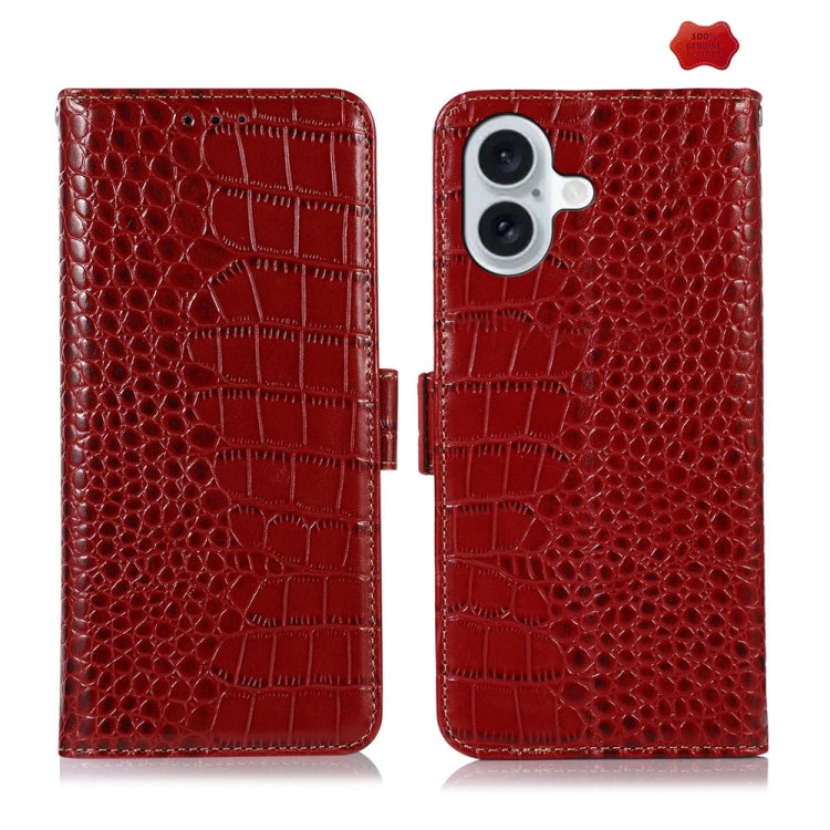 Crocodile Top Layer Cowhide Leather Phone Case, For iPhone 16 Pro, For iPhone 16 Plus, For iPhone 16, For iPhone 15 Pro Max, For iPhone 15 Pro, For iPhone 15 Plus