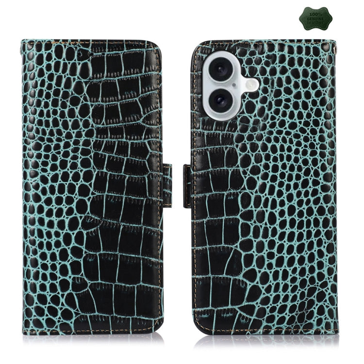 Crocodile Top Layer Cowhide Leather Phone Case, For iPhone 16 Pro, For iPhone 16 Plus, For iPhone 16, For iPhone 15 Pro Max, For iPhone 15 Pro, For iPhone 15 Plus