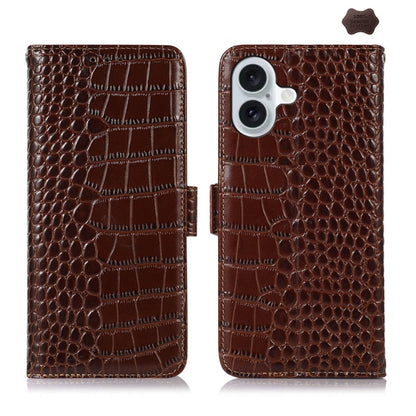 Crocodile Top Layer Cowhide Leather Phone Case, For iPhone 16 Pro, For iPhone 16 Plus, For iPhone 16, For iPhone 15 Pro Max, For iPhone 15 Pro, For iPhone 15 Plus