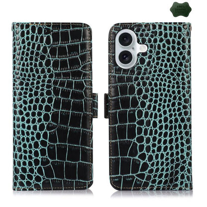Crocodile Top Layer Cowhide Leather Phone Case, For iPhone 17 Pro Max, For iPhone 17 Pro, For iPhone 17, For iPhone Air, For iPhone 16e, For iPhone 16 Pro Max