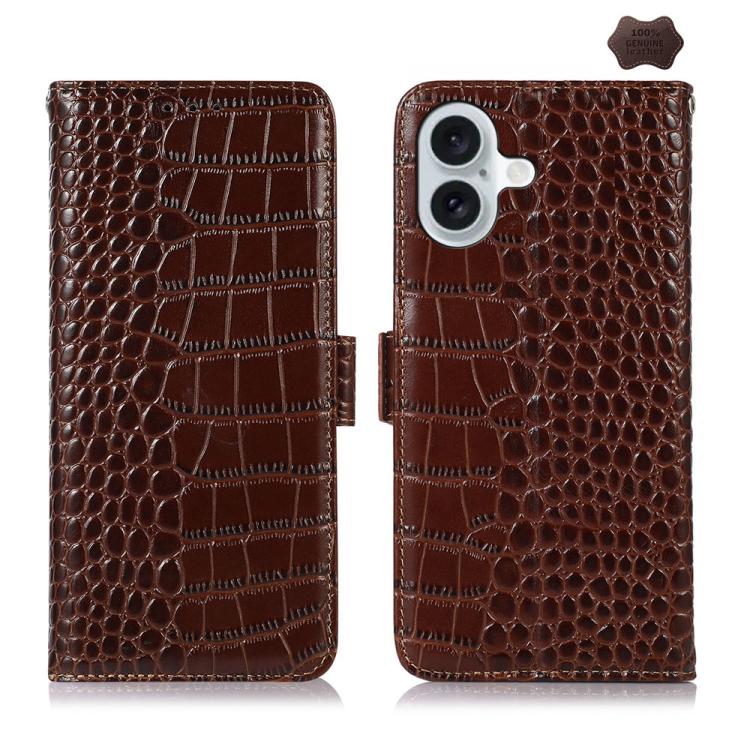 Crocodile Top Layer Cowhide Leather Phone Case, For iPhone 17 Pro Max, For iPhone 17 Pro, For iPhone 17, For iPhone Air, For iPhone 16e, For iPhone 16 Pro Max