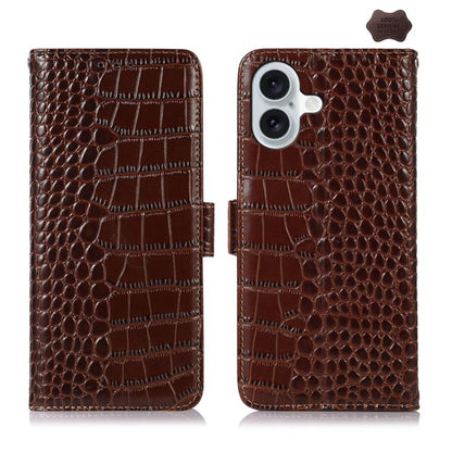 Crocodile Top Layer Cowhide Leather Phone Case, For iPhone 16e / 17e, For iPhone 17 Pro Max, For iPhone 17 Pro, For iPhone 17, For iPhone Air, For iPhone 16 Pro Max