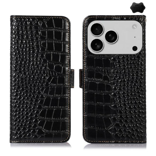 Crocodile Top Layer Cowhide Leather Phone Case, For iPhone 18 Pro / 17 Pro, For iPhone 18 Pro Max / 17 Pro Max, For iPhone 16e / 17e, For iPhone 17, For iPhone Air, For iPhone 16 Pro Max