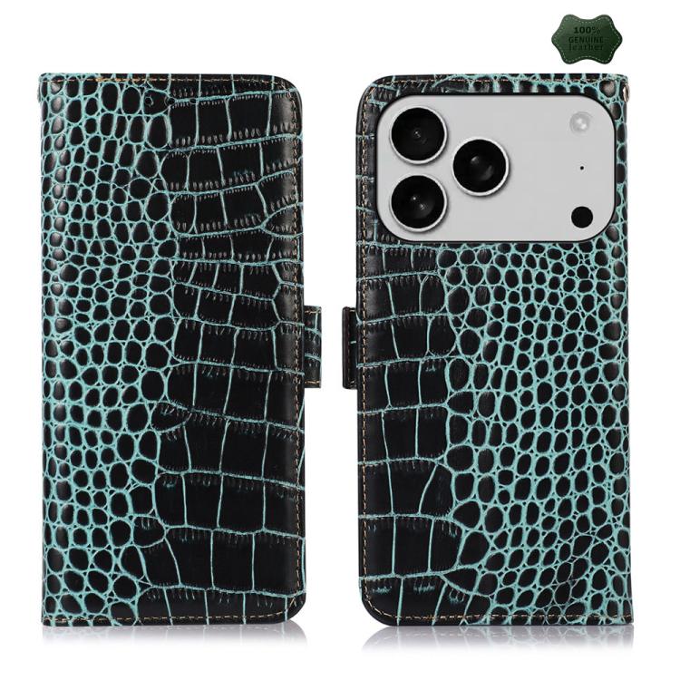 Crocodile Top Layer Cowhide Leather Phone Case, For iPhone 17 Pro Max, For iPhone 17 Pro, For iPhone 17, For iPhone Air, For iPhone 16e, For iPhone 16 Pro Max