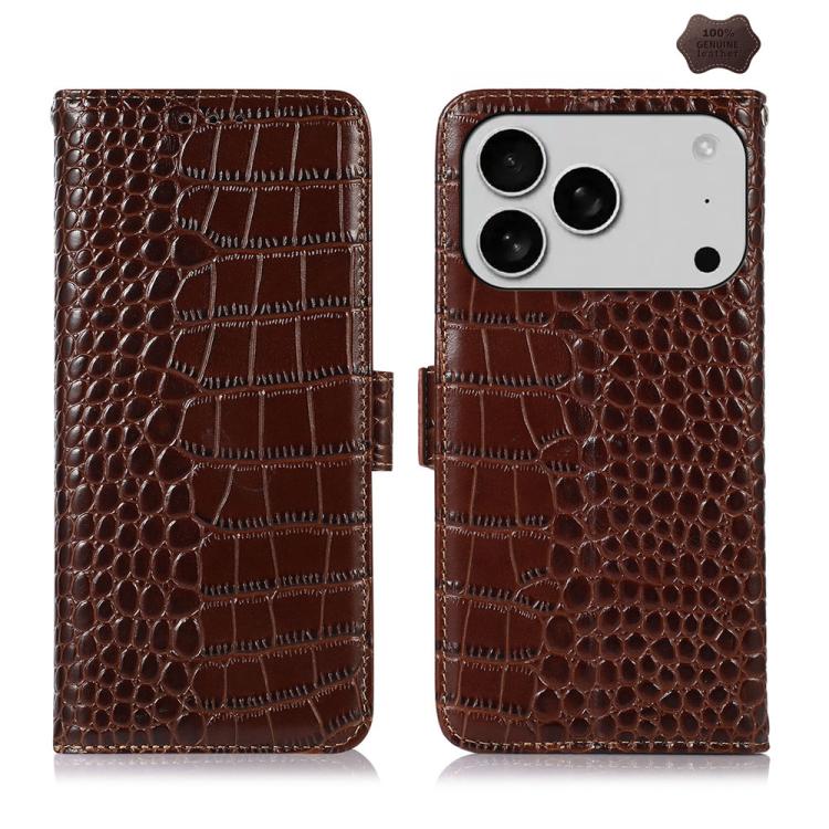 Crocodile Top Layer Cowhide Leather Phone Case, For iPhone 17 Pro Max, For iPhone 17 Pro, For iPhone 17, For iPhone Air, For iPhone 16e, For iPhone 16 Pro Max