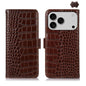 Crocodile Top Layer Cowhide Leather Phone Case, For iPhone 17 Pro Max, For iPhone 17 Pro, For iPhone 17, For iPhone Air, For iPhone 16e, For iPhone 16 Pro Max
