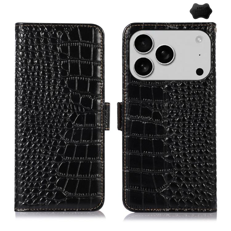 Crocodile Top Layer Cowhide Leather Phone Case, For iPhone 17 Pro Max, For iPhone 17 Pro, For iPhone 17, For iPhone Air, For iPhone 16e, For iPhone 16 Pro Max