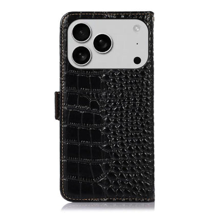Crocodile Top Layer Cowhide Leather Phone Case, For iPhone 17 Pro Max, For iPhone 17 Pro, For iPhone 17, For iPhone Air, For iPhone 16e, For iPhone 16 Pro Max