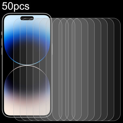 50pcs 0.26mm 9H 2.5D High Aluminum Tempered Glass Film, For iPhone 17 Pro Max, For iPhone 17 Pro / 17, For iPhone Air, For iPhone 16 Pro Max, For iPhone 16 Pro, For iPhone 16 Plus, For iPhone 16, For iPhone 15 Plus / 15 Pro Max, For iPhone 15 / 15 Pro