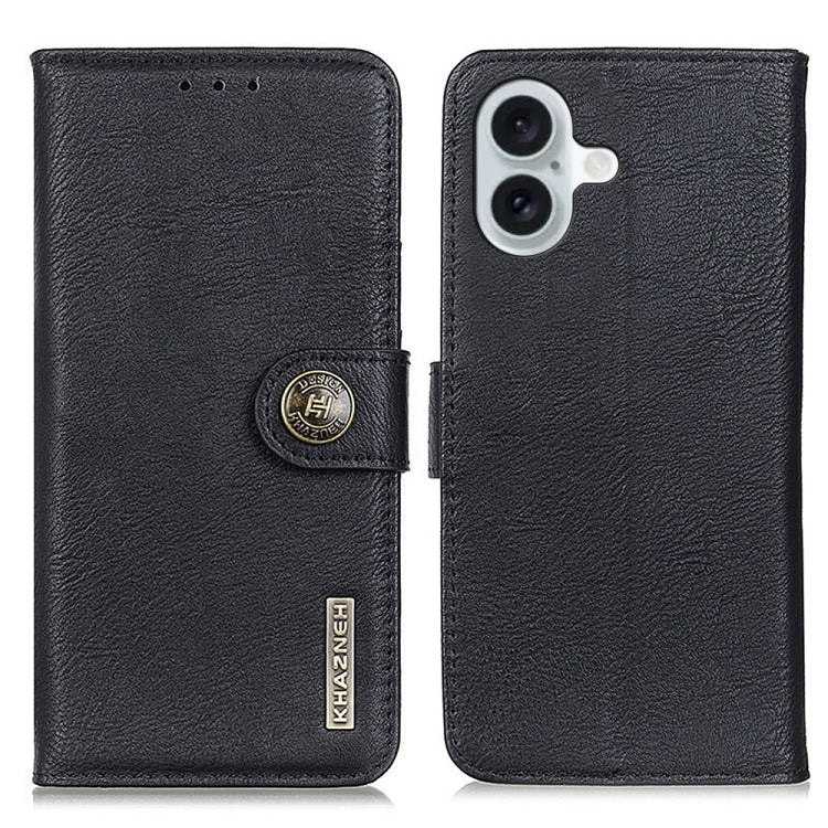 KHAZNEH Cowhide Texture Horizontal Flip Leather Phone Case, For iPhone 16e / 17e, For iPhone 16 Pro Max, For iPhone 16 Pro, For iPhone 16 Plus, For iPhone 16, For iPhone 15 Pro Max