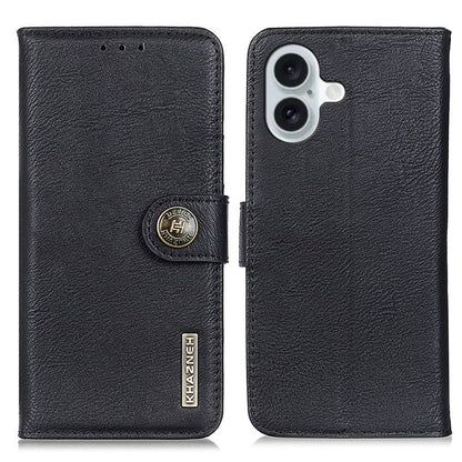 KHAZNEH Cowhide Texture Horizontal Flip Leather Phone Case, For iPhone 16e / 17e, For iPhone 16 Pro Max, For iPhone 16 Pro, For iPhone 16 Plus, For iPhone 16, For iPhone 15 Pro Max