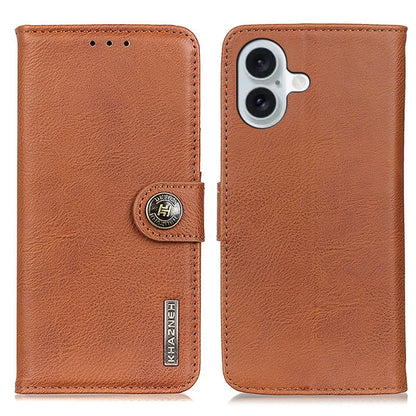 KHAZNEH Cowhide Texture Horizontal Flip Leather Phone Case, For iPhone 16e / 17e, For iPhone 16 Pro Max, For iPhone 16 Pro, For iPhone 16 Plus, For iPhone 16, For iPhone 15 Pro Max