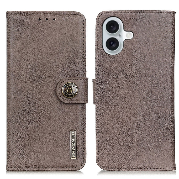 KHAZNEH Cowhide Texture Horizontal Flip Leather Phone Case, For iPhone 16e / 17e, For iPhone 16 Pro Max, For iPhone 16 Pro, For iPhone 16 Plus, For iPhone 16, For iPhone 15 Pro Max