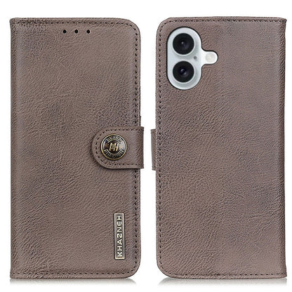 KHAZNEH Cowhide Texture Horizontal Flip Leather Phone Case, For iPhone 16e / 17e, For iPhone 16 Pro Max, For iPhone 16 Pro, For iPhone 16 Plus, For iPhone 16, For iPhone 15 Pro Max