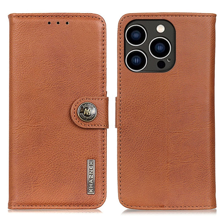 KHAZNEH Cowhide Texture Horizontal Flip Leather Phone Case, For iPhone 16e / 17e, For iPhone 16 Pro Max, For iPhone 16 Pro, For iPhone 16 Plus, For iPhone 16, For iPhone 15 Pro Max