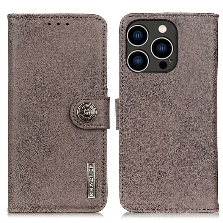 KHAZNEH Cowhide Texture Horizontal Flip Leather Phone Case, For iPhone 16e / 17e, For iPhone 16 Pro Max, For iPhone 16 Pro, For iPhone 16 Plus, For iPhone 16, For iPhone 15 Pro Max