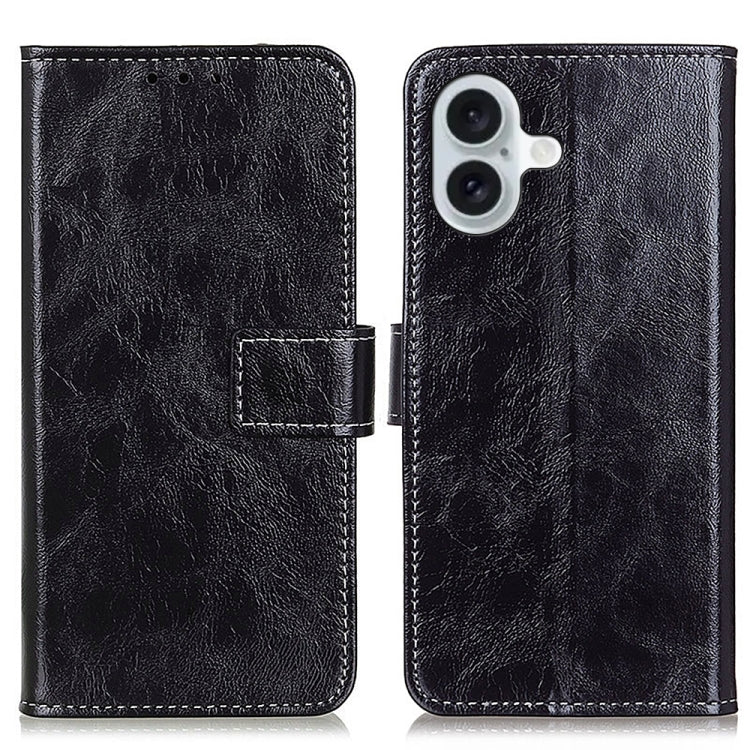 Retro Crazy Horse Texture Horizontal Flip Leather Phone Case, For iPhone Air, For iPhone 16 Pro Max, For iPhone 16 Pro, For iPhone 16 Plus