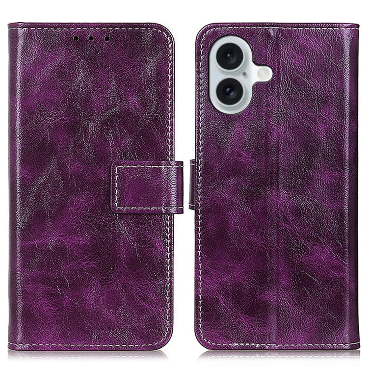 Retro Crazy Horse Texture Horizontal Flip Leather Phone Case, For iPhone Air, For iPhone 16 Pro Max, For iPhone 16 Pro, For iPhone 16 Plus