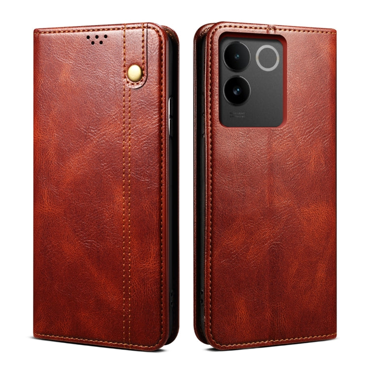 Oil Wax Crazy Horse Texture Leather Phone Case