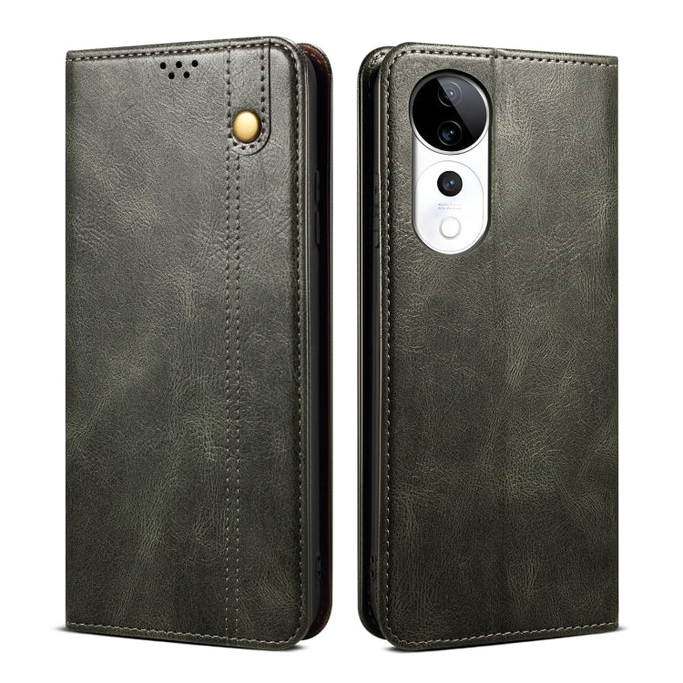 Oil Wax Crazy Horse Texture Leather Phone Case