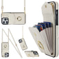 Rhombic Texture Card Bag Phone Case with Long Lanyard, For iPhone 14 Plus, For iPhone 14, For iPhone 14 Pro