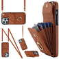 Rhombic Texture Card Bag Phone Case with Long Lanyard