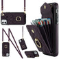 Rhombic Texture Card Bag Phone Case with Long Lanyard