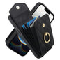 Rhombic Texture Card Bag Phone Case with Long Lanyard