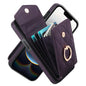 Rhombic Texture Card Bag Phone Case with Long Lanyard