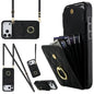 Rhombic Texture Card Bag Phone Case with Long Lanyard, For iPhone 17e / 16e, For iPhone 17 Pro Max, For iPhone 17 Pro