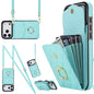 Rhombic Texture Card Bag Phone Case with Long Lanyard