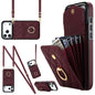 Rhombic Texture Card Bag Phone Case with Long Lanyard