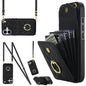 Rhombic Texture Card Bag Phone Case with Long Lanyard, For iPhone 17, For iPhone Air, For iPhone 15 Pro Max