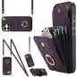 Rhombic Texture Card Bag Phone Case with Long Lanyard, For iPhone 17, For iPhone Air, For iPhone 15 Pro Max