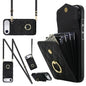 Rhombic Texture Card Bag Phone Case with Long Lanyard, For iPhone 17, For iPhone Air, For iPhone 15 Pro Max