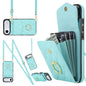 Rhombic Texture Card Bag Phone Case with Long Lanyard