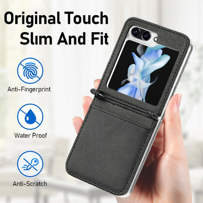 Litchi Texture PU Card Fold Back Phone Case, For Samsung Galaxy Z Flip5