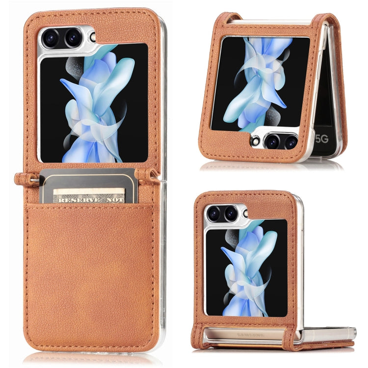 Litchi Texture PU Card Fold Back Phone Case, For Samsung Galaxy Z Flip5