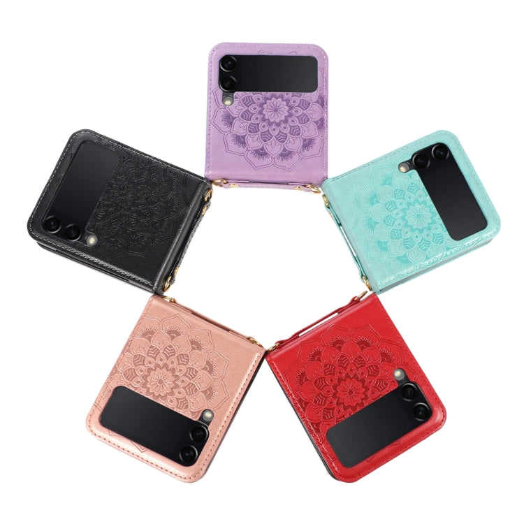 Mandala Embossing Fold Leather Phone Case