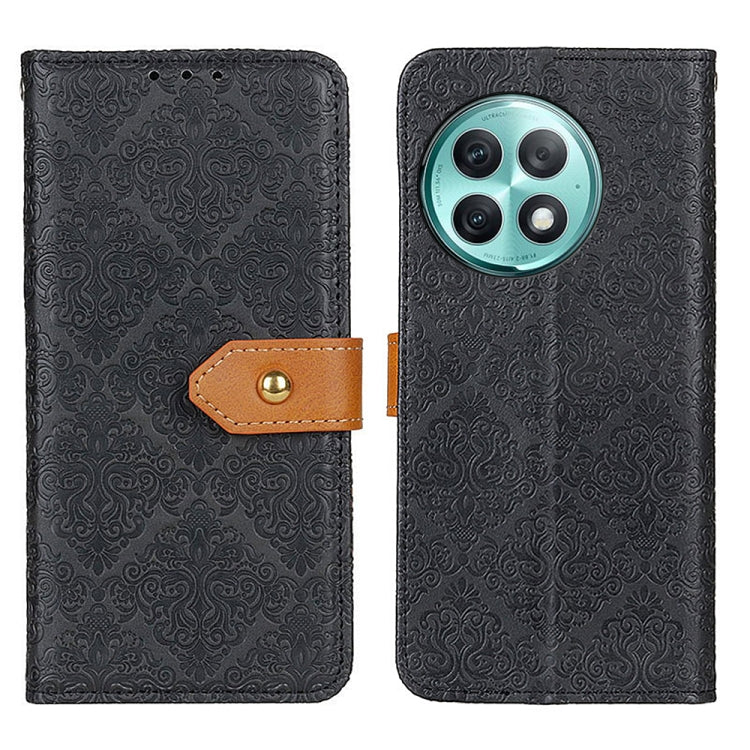 European Floral Embossed Flip Leather Phone Case