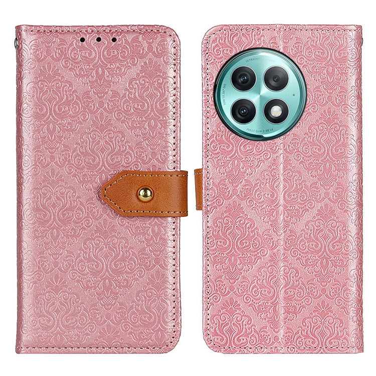 European Floral Embossed Flip Leather Phone Case