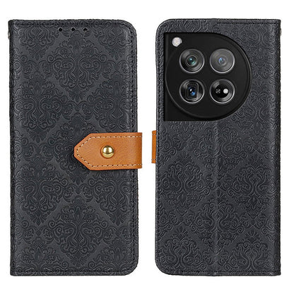 European Floral Embossed Flip Leather Phone Case