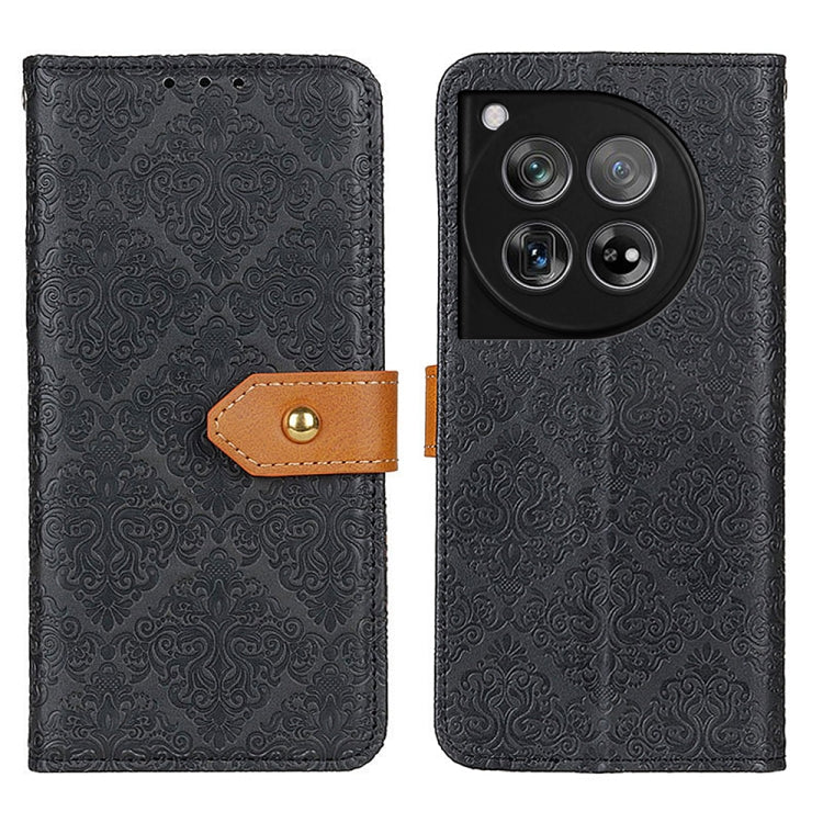 European Floral Embossed Flip Leather Phone Case, For OnePlus Nord 4, For OnePlus Nord CE4 Lite, For OnePlus Nord CE4 5G / K12 5G, For OnePlus 12R/Ace 3, For OnePlus 12, For OnePlus Ace 2 Pro, For OnePlus Nord 3 / Ace 2V