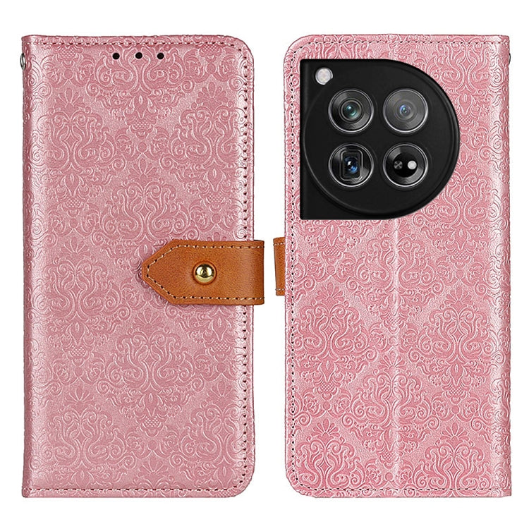 European Floral Embossed Flip Leather Phone Case