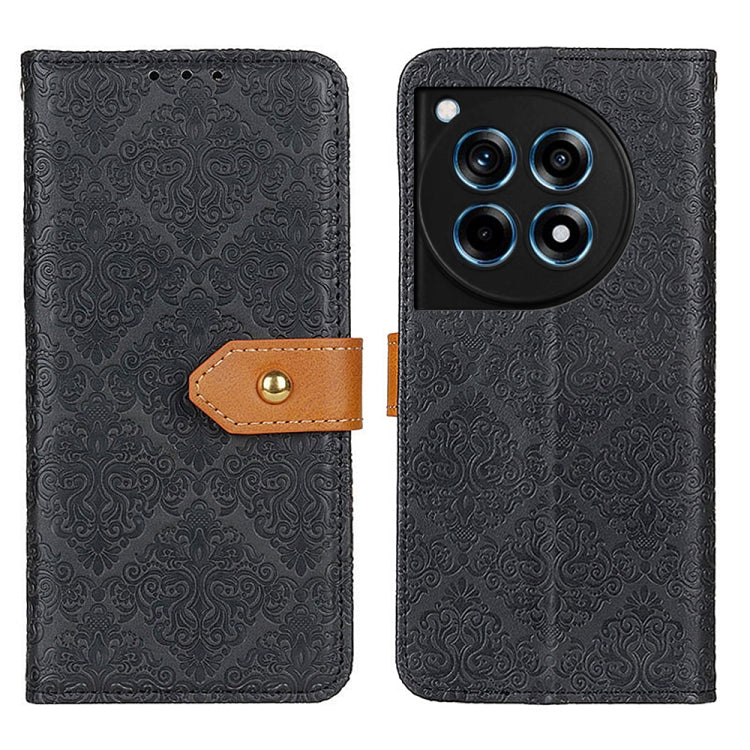 European Floral Embossed Flip Leather Phone Case