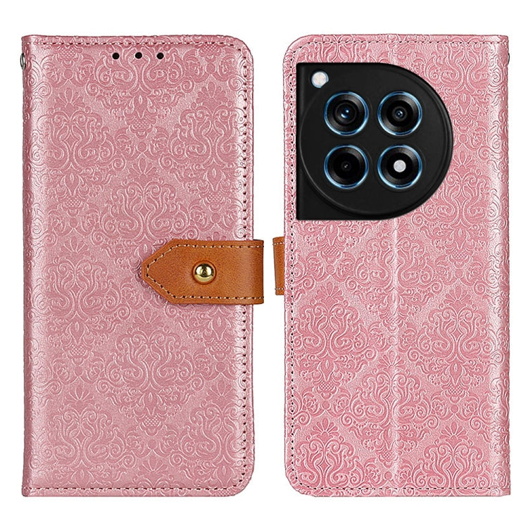 European Floral Embossed Flip Leather Phone Case, For OnePlus Nord 4, For OnePlus Nord CE4 Lite, For OnePlus Nord CE4 5G / K12 5G, For OnePlus 12R/Ace 3, For OnePlus 12, For OnePlus Ace 2 Pro, For OnePlus Nord 3 / Ace 2V