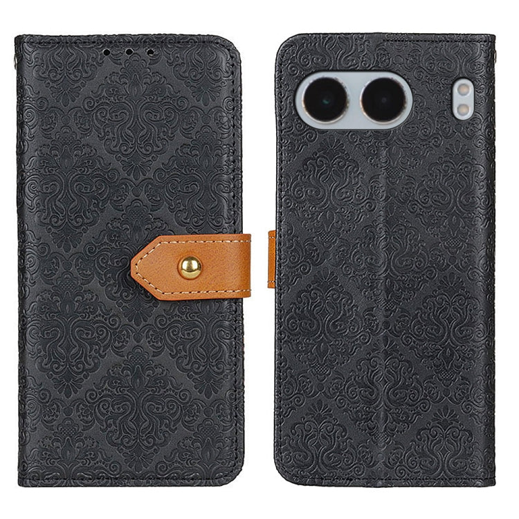 European Floral Embossed Flip Leather Phone Case