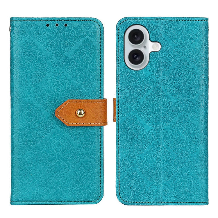 European Floral Embossed Leather Phone Case, For iPhone 16e / 17e, For iPhone 16 Pro Max, For iPhone 16 Pro, For iPhone 16 Plus, For iPhone 16, For iPhone 15 Pro Max, For iPhone 15 Pro, For iPhone 15 Plus